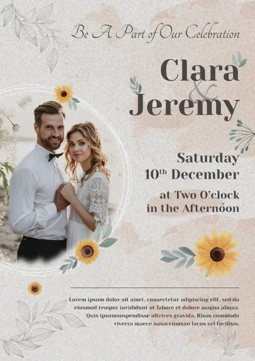 Wedding Invitation PSD in Modern Damask Texture Style