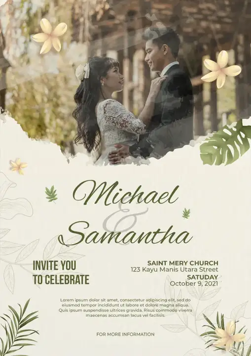 Wedding Invitation PSD in Modern Temple Motif Style
