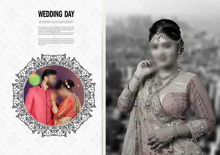 Wedding Photo Album 17x24 PSD – Rich Maroon Lace Ornaments Design